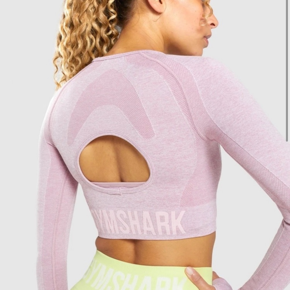 Gymshark long sleeve crop top pink/purple cutout back